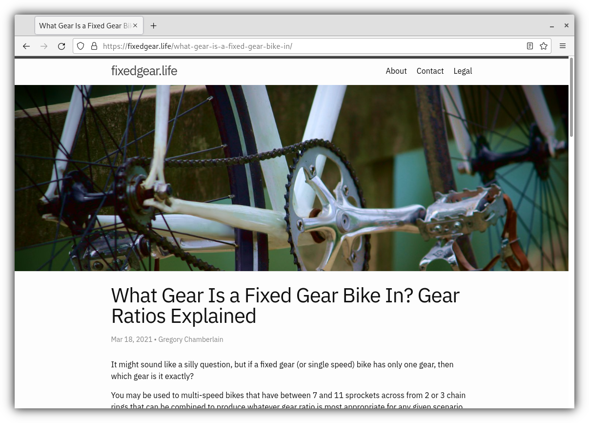 Screenshot of fixedgear.life in a browser window